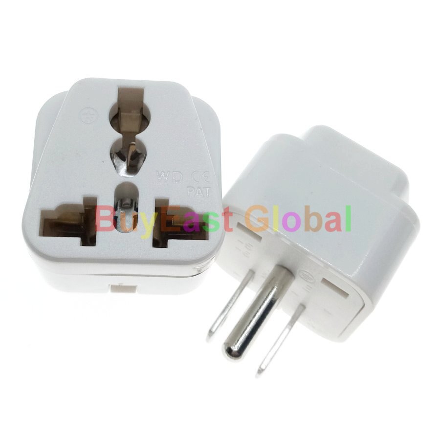 (Pack 3) Universal to USA, Canada Electrical Plug Adapter AC100~250V 10A White Color
