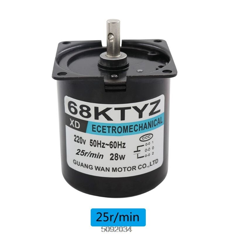 68KTYZ 28W Low Speed Synchronous Motor AC 220V 2.5-110r/min Permanent Magnet Small Gear Motors Kit