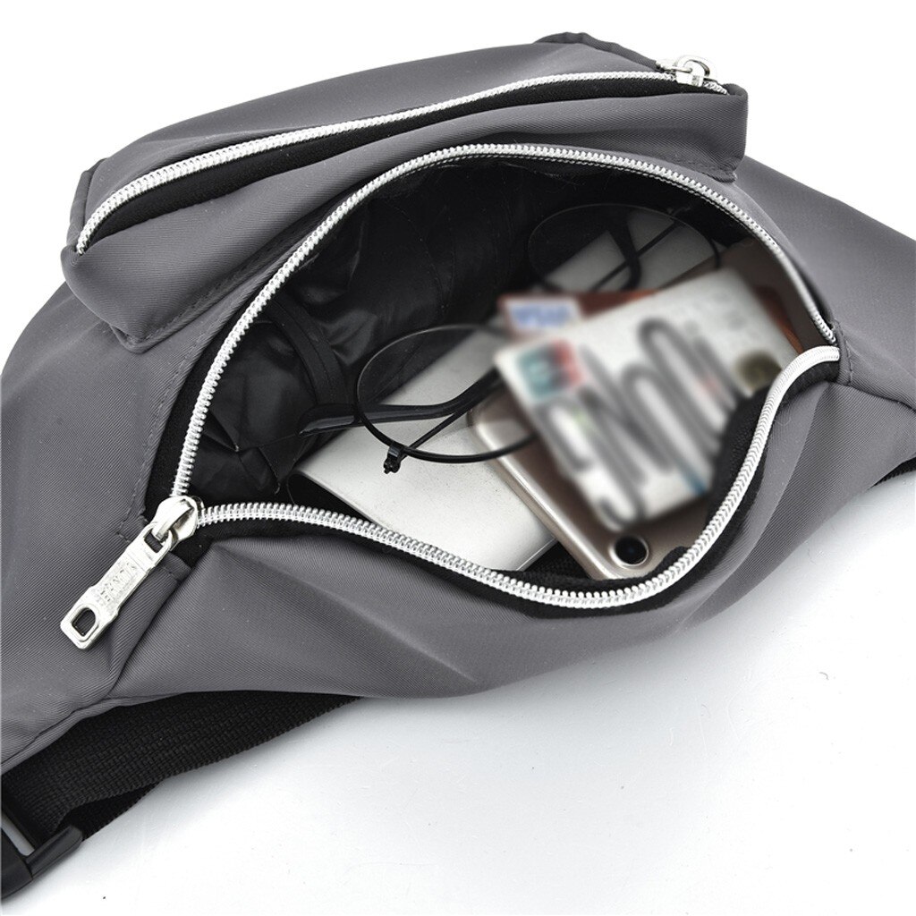 Vrouwen Tassen Effen Kleur Nylon Rits Messenger Bag Borst Bag Telefoon Tas Nylon Waterdichte Zachte Taille Packs Tas Mannen sport