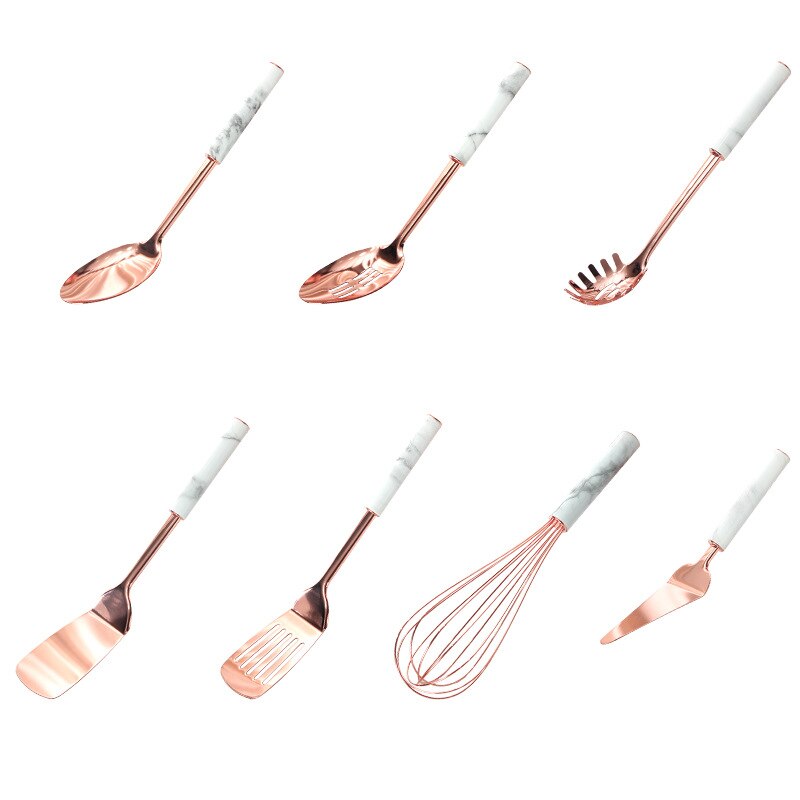 Rose Gold Küche Utensil einstellen Mit Halfter Moderne Kochen Utensilien Nicht Stock Schneebesen Schöpfkelle Spachtel Löffel Dreher Stahl Geschirr