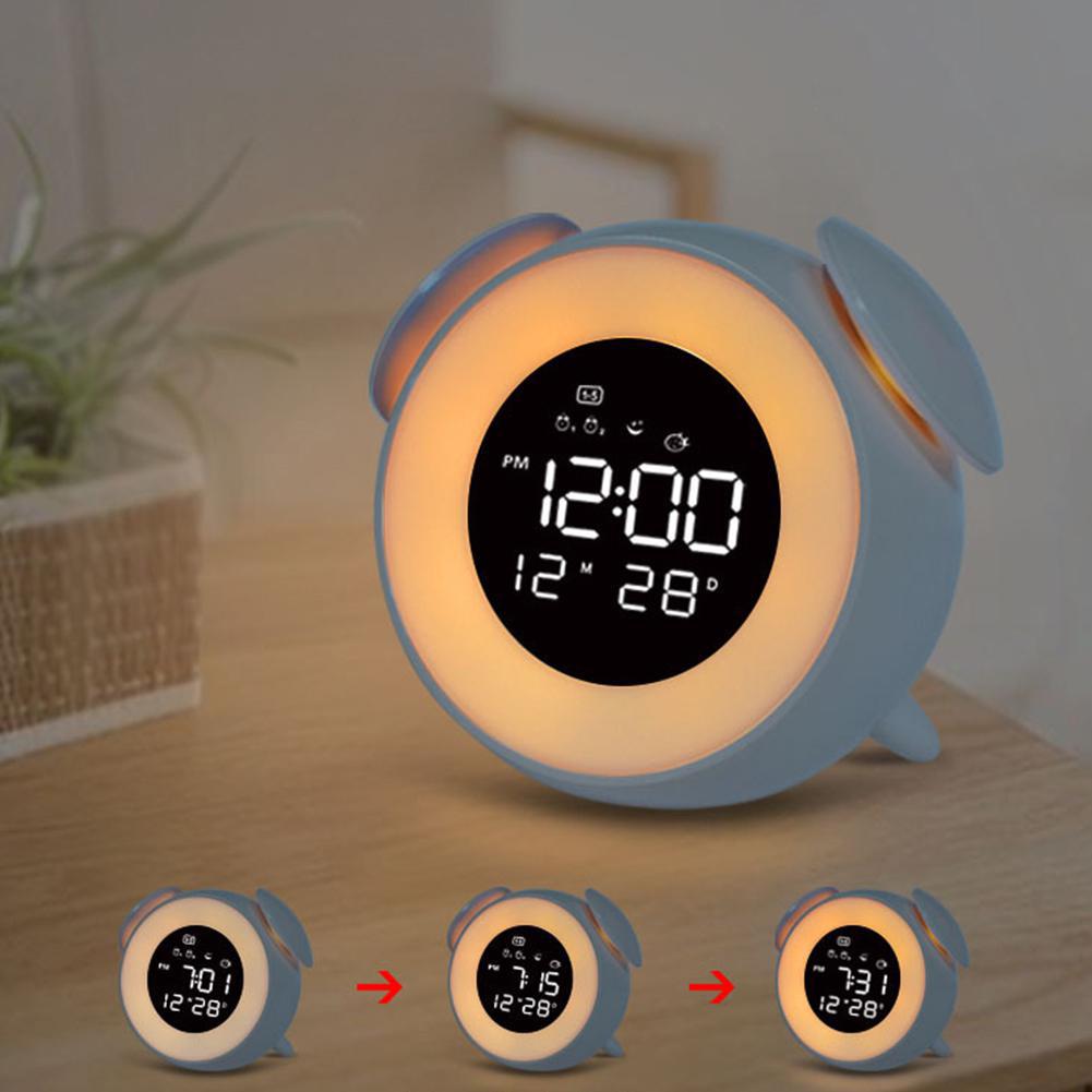 Muziek led wekker kinderen wekker nachtlampje slaapgeluiden machine kinderen cartoon bedlamp