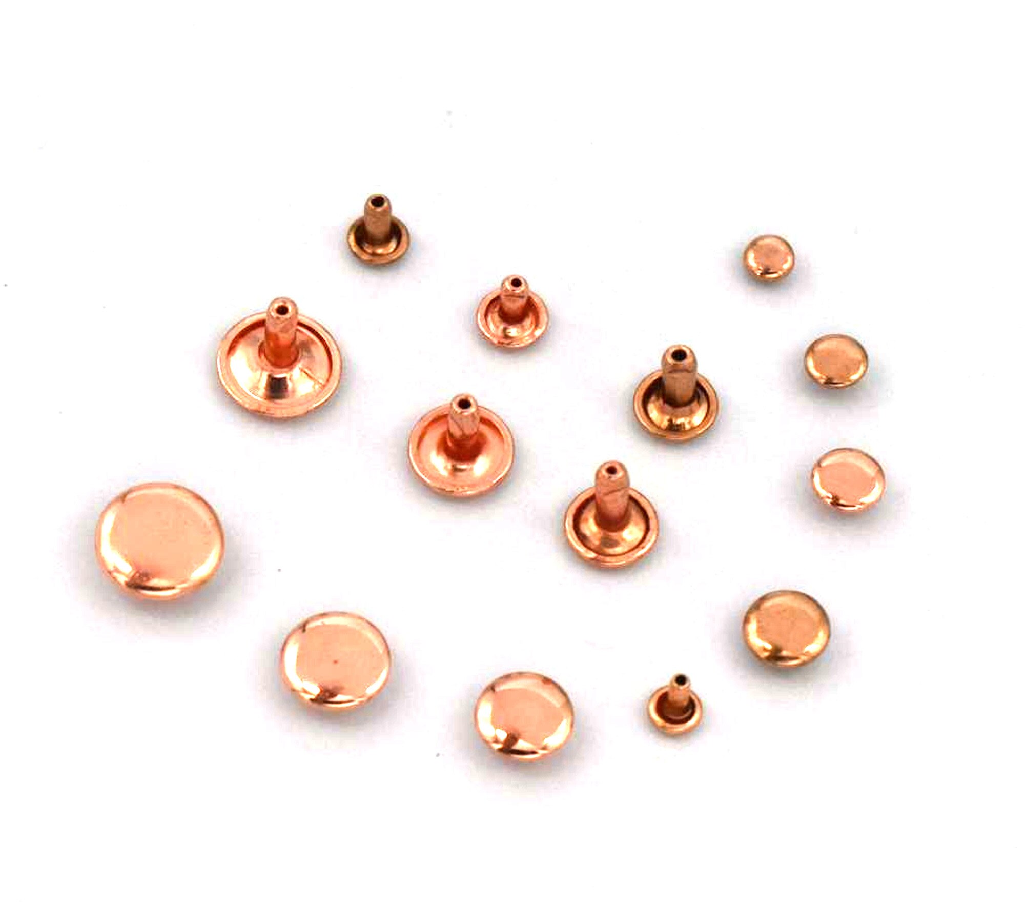 50Pcs Rose Gold Rivets Double Round Head Rivets Double-Sided Rivets Iron Buckle Quick Rivets DIY Leather Sewing Accessories