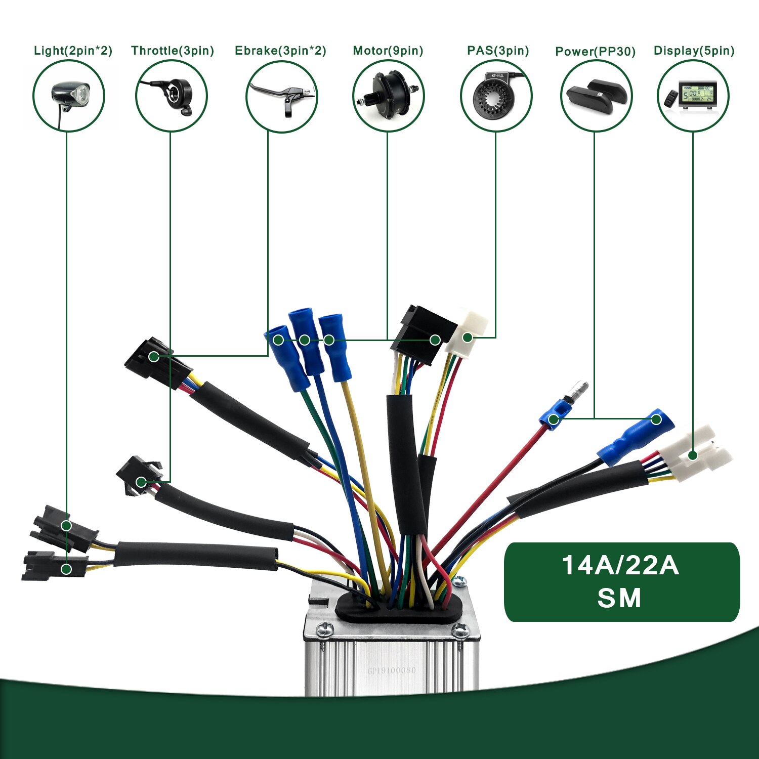 Kt Ebike Controller 36V 250W 350W 48V 500W 750W 1000W 1500W Waterdichte elektrische Fiets Ebike Controller Met Licht Functie