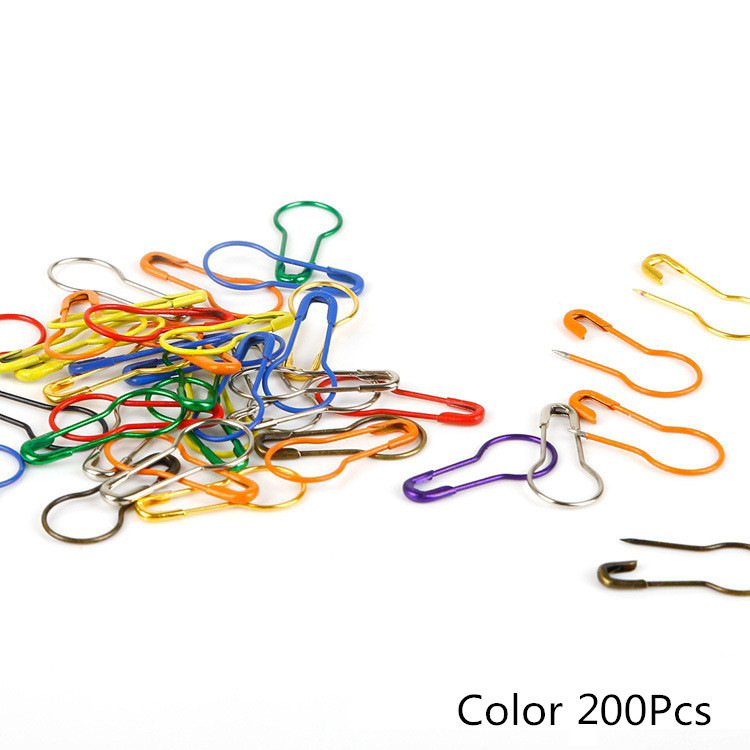 200 Pcs Calabash Form Metall Sicherheit Pins Locking Stich Marker Lock Pins Nadel Clip Marker für Stricken Gehaakte Decor DIY handwerk: Color Safety Pins