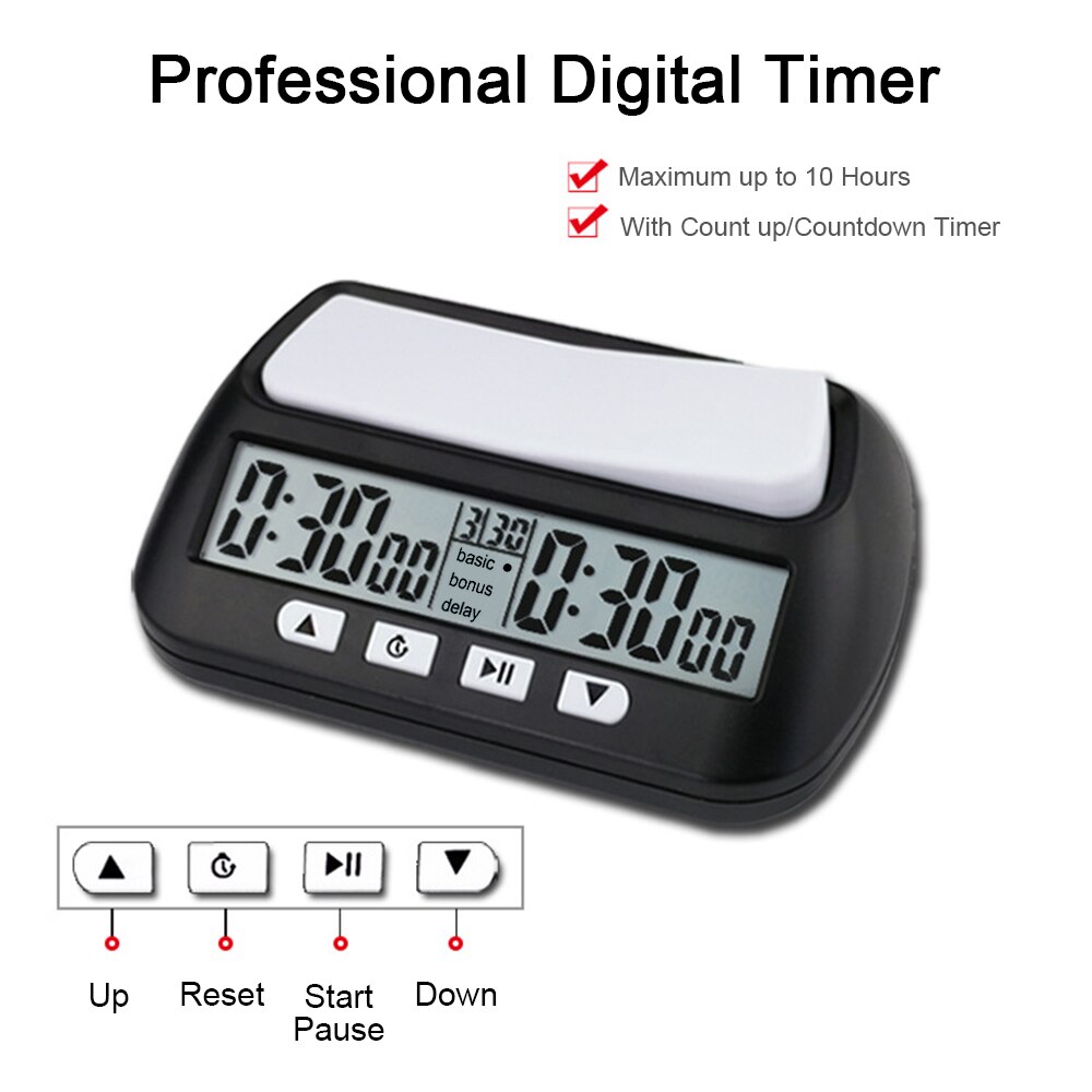 3-in-1 Chess Clock Multipurpose Portable Digital Chess Clocks Count Up Down Timer Chess Game Timer Stop Timer