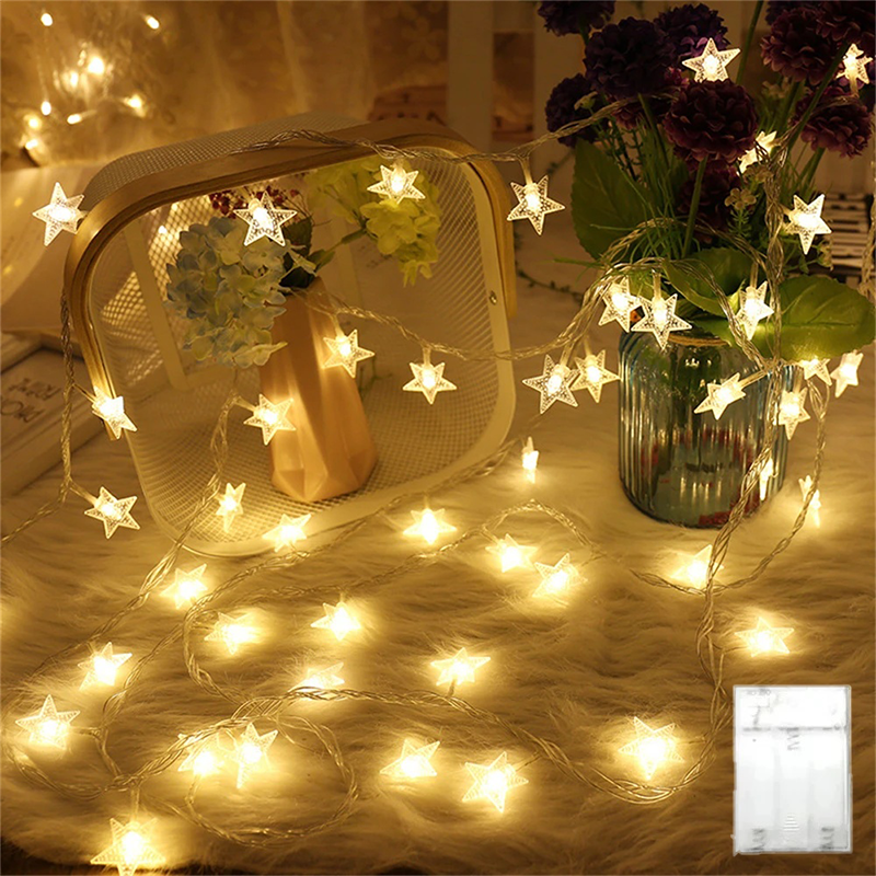 Stern-Lichterkette, USB/batteriebetrieben, LED-Lichterkette, Weihnachtslicht für Party, Hochzeit, Girlande, Weihnachtsbaumdekoration im Freien: YELLOW