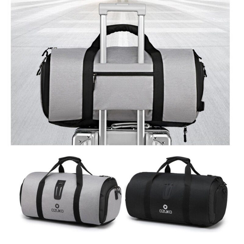 OZUKO-sac de voyage de grande capacité pour hommes, costume multifonction, stockage de bagages à main, sac fourre-tout étanche avec porte-chaussures