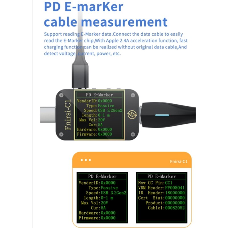 FNIRSI C1 Type-C PD Trigger USB-C Voltmeter Ammeter Fast Charging Protocol Test Type-C Meter Power Bank Tester