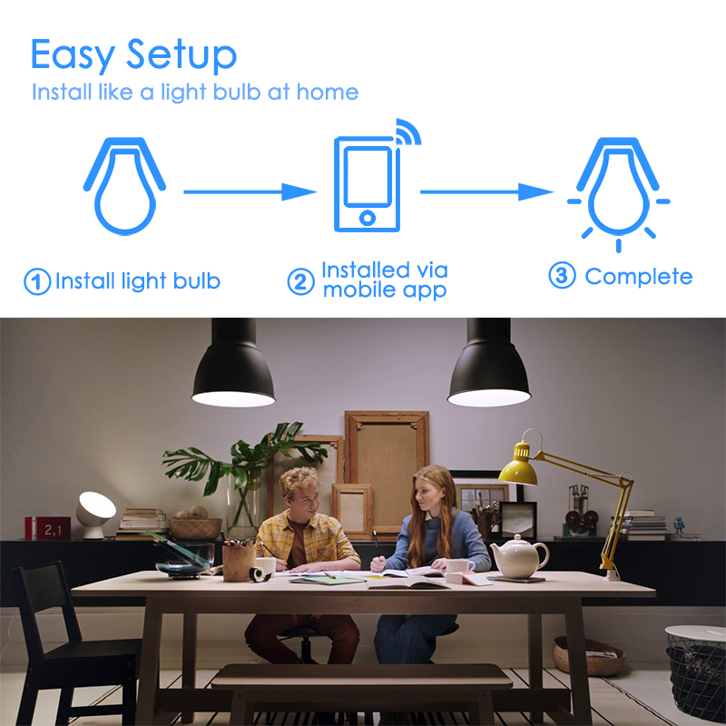 Wifi ledet pære 15w smart pære  e14 ac100v 220v smart house app stemme fjernbetjening bordlampe med alexa og google home