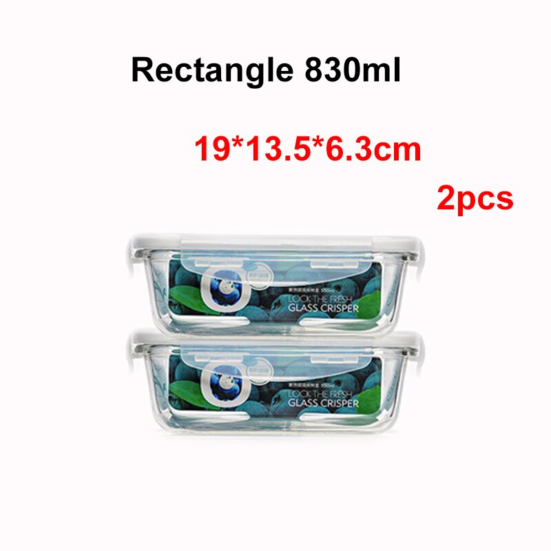 550ml/830ml/1700ml glass måltid prep beholdere matboks matte fersk oppbevaringsboks kjøkken lekkasjerbare beholdere holder mikro: 830ml 2 stk