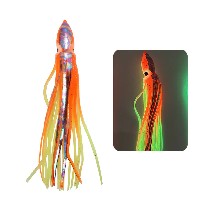 8/10/12cm saias de lula macia luminosa pesca no mar polvo fakebait atum isca de pesca biônico lula isca barco equipamento de pesca: 120MM / Cinza ardósia