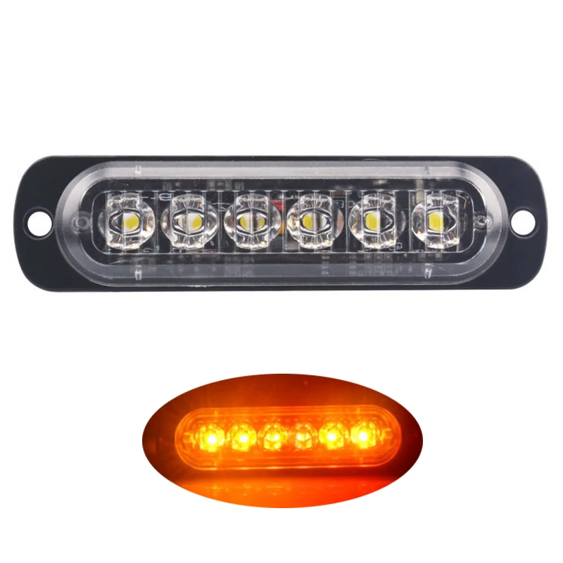 6 LED-Blinkwarnleuchten für LKW, Auto, Motorrad, Gelb, Weiß, 18 Blitzmodi, Notfalllampe, 12–24 V, seitliche, hohe, helle Lichter