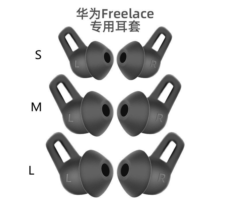 3 paar siliconen oordopjes oorhaken voor HUAWEI FreeLace Pro, antislip vervangende oorgels voor FreeLace Pro oortelefoon S/M/L: M / Black