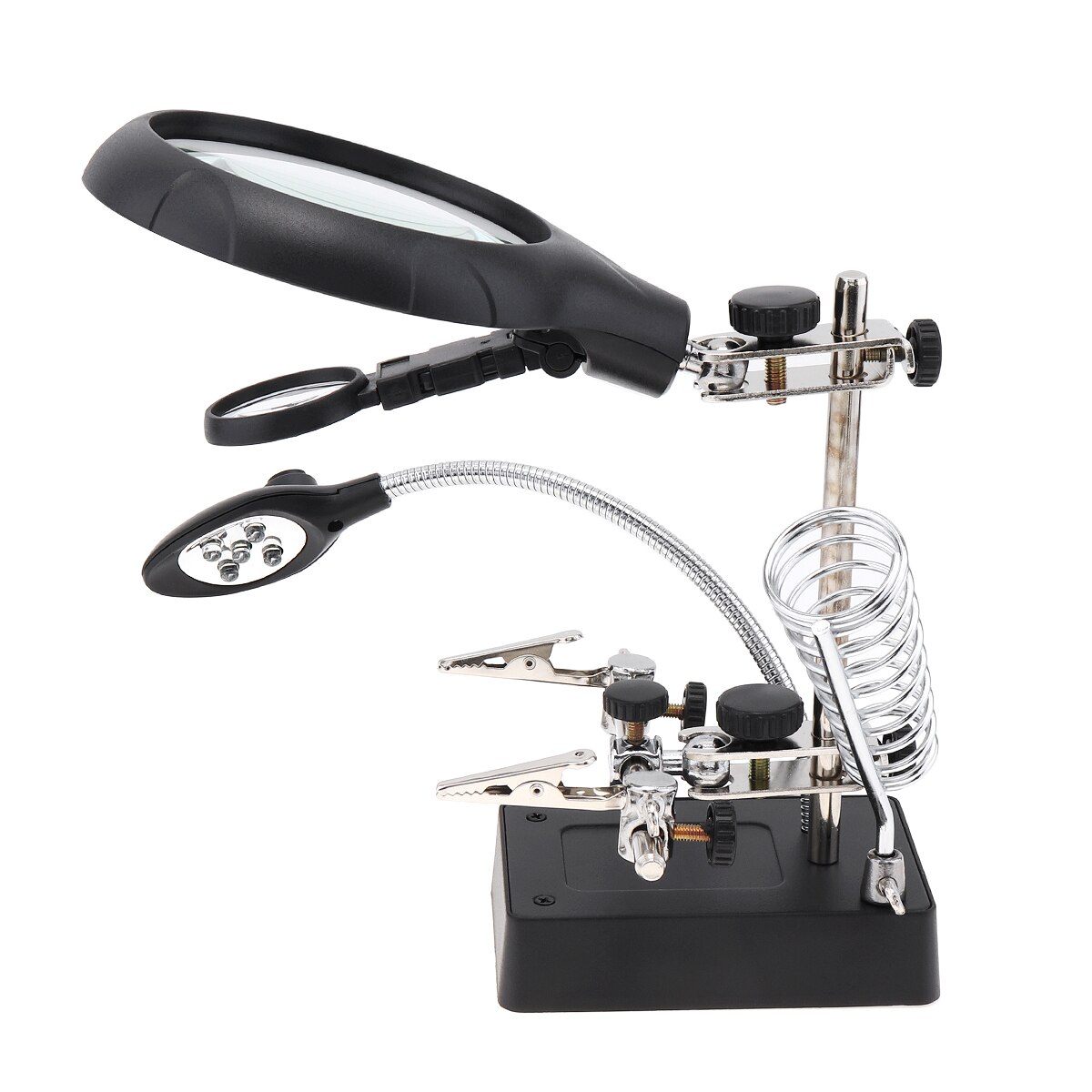 Lupa de soldadura 3 en 1, lupa auxiliar de Clip con luz LED, lupa de escritorio de mano, soldador de hierro, 10X