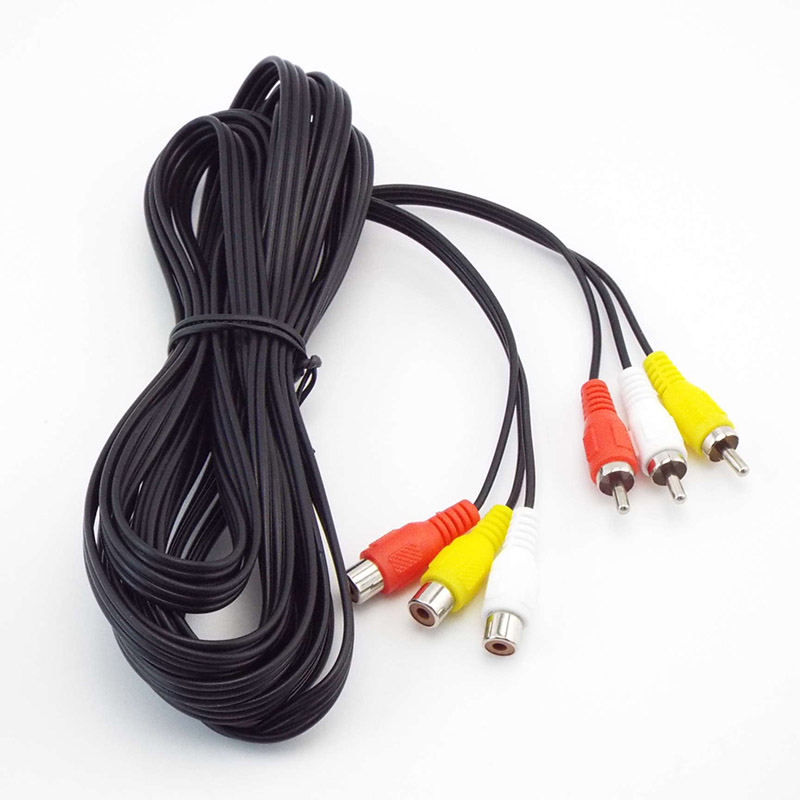 3 rca  to 3 rca kabel audio video av hane till hona förlängningskabel ljudkablar