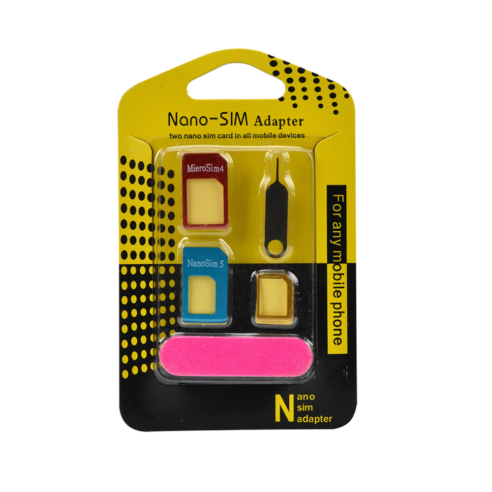5 in 1 nano sim-kort til mikro-standard konvertere adapter adapter sæt til iphone tilbehør