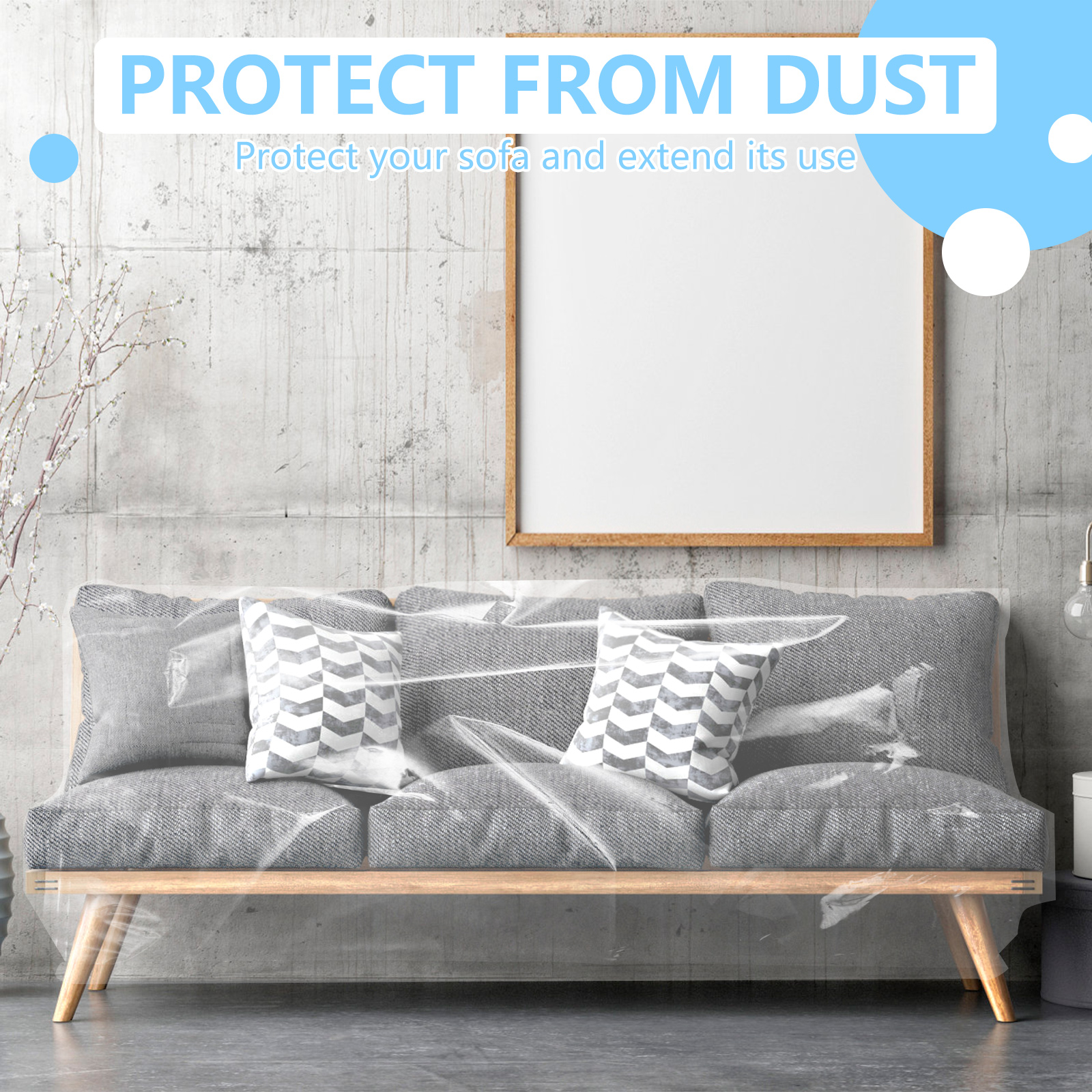 Funda de sofá de plástico para mascotas, cubierta antipolvo impermeable, fundas transparentes de PE para muebles, fundas de sofá para protección contra las garras de perros y gatos
