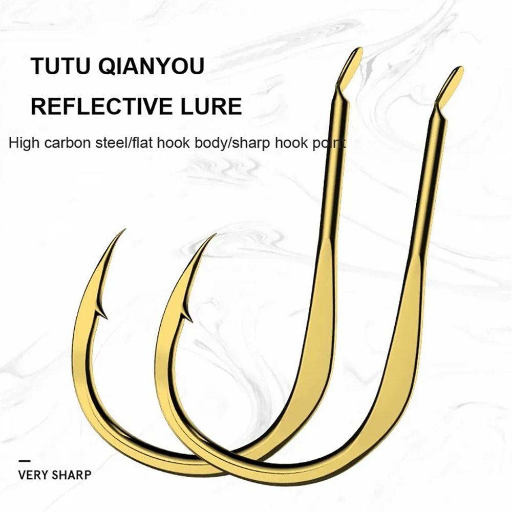 20Pcs/Pack Fishing Hooks High Carbon Steel Golden Single Fishhooks Jig Barbed Hook Carp Sea Fishing Accessorie Tackle