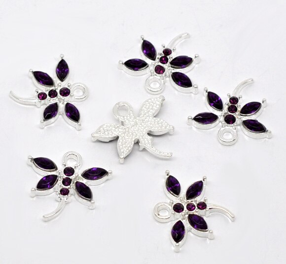 Doreenbeads 10 Sp Rhinestone Dragonfly Charm Hangers 20X19Mm (B10989) Yiwu