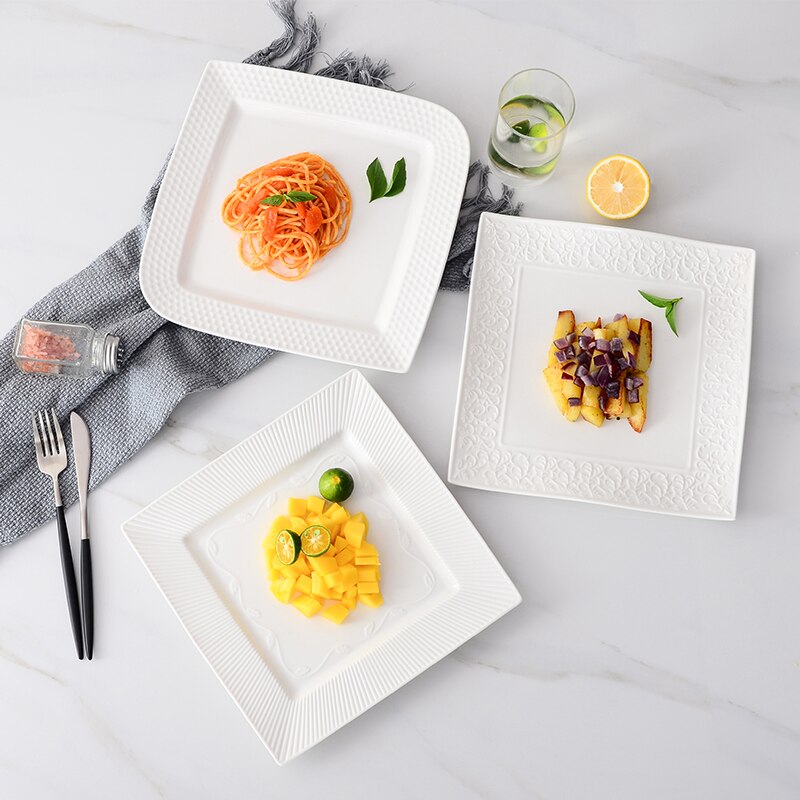 Home Kitchen Servies Pure Witte Steak Plaat Vlakke Plaat Keramische Zoete Hart Schotel