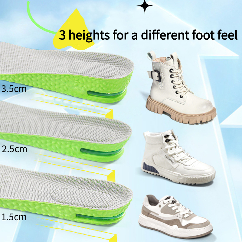 1 paar Luchtkussen Hoogte Toename Schokabsorberende Binnenzool voor Sportschoenen Inlegzolen Ademend Zweet en Anti-geur Binnenzool