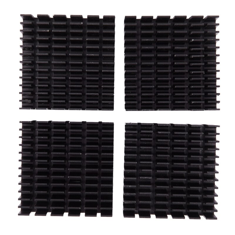 4 Pieces Black Aluminum Heat Sink Cooling Fin Cooler 40mmx40mmx11mm: Default Title