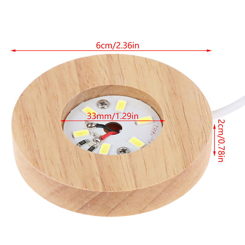Usb Houten Led Licht Dispaly Base Houten Nachtlampvoet Roterende Display Stand Houder Crystal Glass Hars Art Ornament