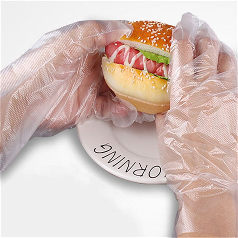 50/100pcs Huishoudelijke schoonmaak handschoenen kapsalon verven wegwerp handschoenen plastic film kappers haarverzorging transparante dikke