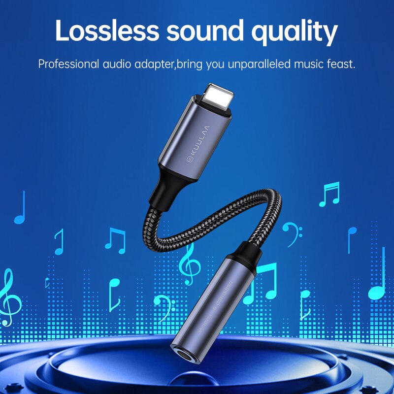 Kuulaa lightning  to 3.5mm jack hovedtelefonadapter aux kabel til iphone 13 12 11 pro max xs xr  x 8 plus ipad stik dispenser