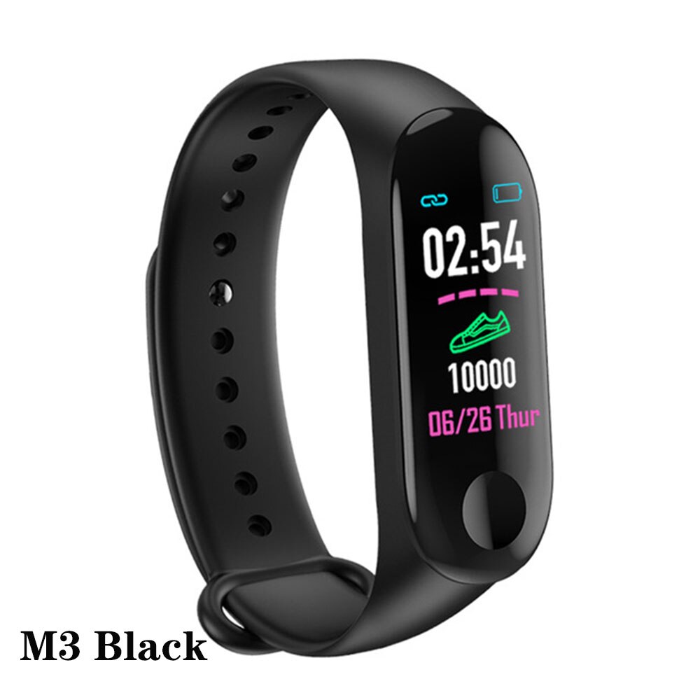 Novo esporte m3 pulseira rastreador de fitness atividade freqüência cardíaca pulseira inteligente contador pedômetros wirstband à prova dwaterproof água: M3 Black