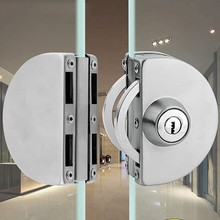 1Set Door Lock Stainles Steel Double Bolt Sliding Door Lock Double Open Glass Office Outdoor Waterproof Anti-Theft Security Lock