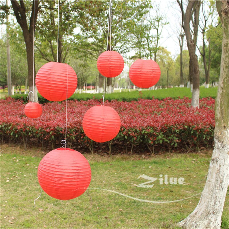 7pcs/set Chinese Red paper lanterns Mixed Sizes (10cm-40cm) Round paper lantern festival Chinese Year home decor