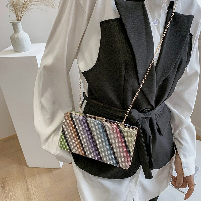 Pvc bolsas e bolsas para as mulheres 2021 designer de luxo alta qualidade sacos meninas do sexo feminino compradores cor arco-íris strass carteiras
