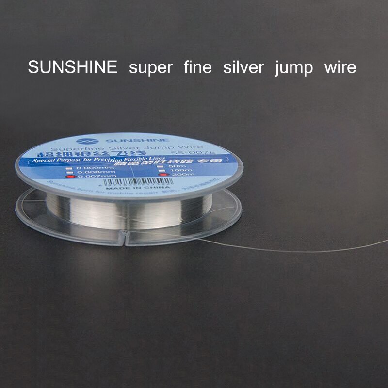 SUNSHINE-cable de salto de plata Superfina de 0.007mm, herramienta de reparación táctil de huella dactilar para teléfono móvil, CPU, pegatina de papel con huella dactilar