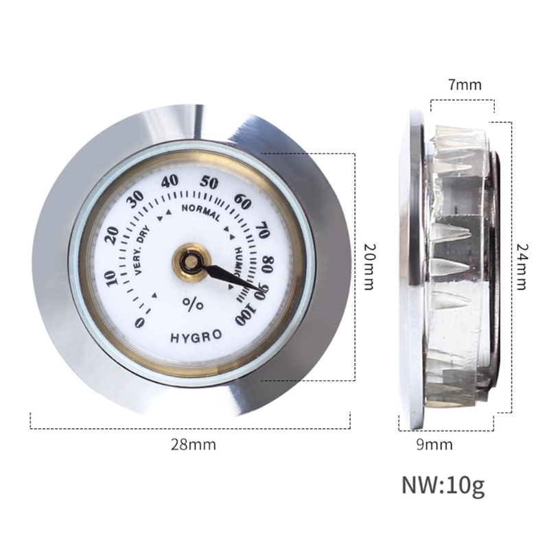 28mm Mini Round Cigar Hygrometer High Precision Moisture Meter Tobacco Humidor