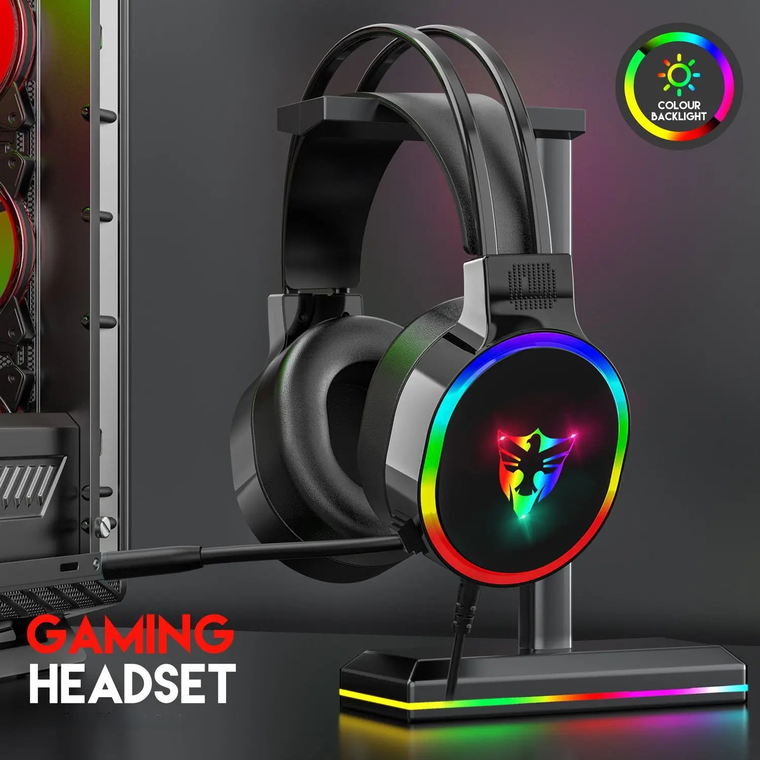 G607 Bedrade gamingheadset Neutraal 7.1-kanaals Esports-gefactureerd met microfoon voor meeslepende audio-ervaring: Rood