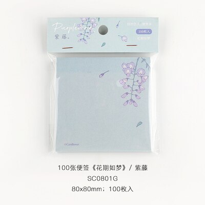 100Sheets/Pack Bloemen Memo Pad Stickers Decal Sticky Notes Scrapbooking Diy Kawaii Notepad Dagboek 804: Black