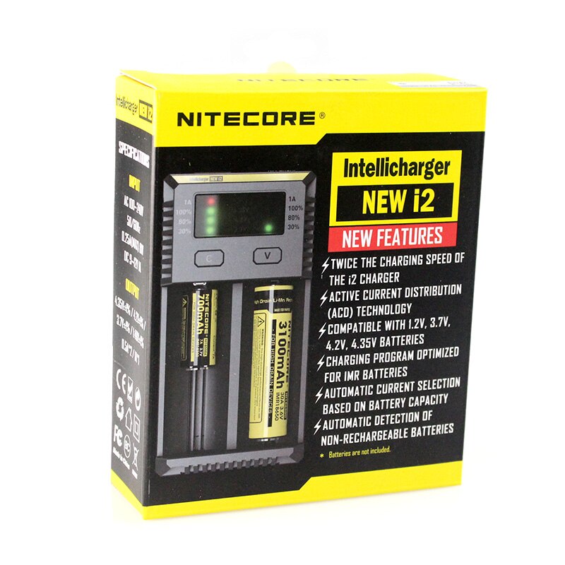 Nitecore I2 Intellicharger Batterij Slimme Lader Voor Li-Ion/Imr Nicd 16340 10440 Aaa 14500 18650 26650 Batterijen