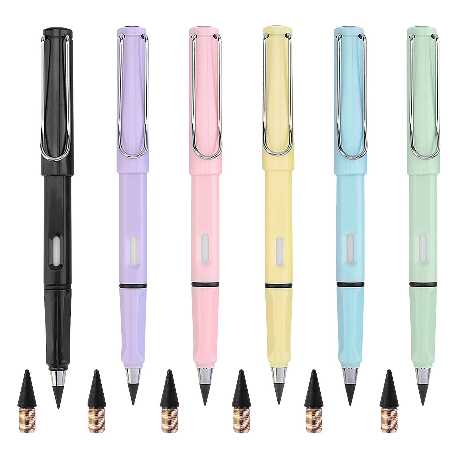 6PCS Inkless Pencil Removable Pen Nib Everlasting Pencil Signing Pen for Beginner Student Sketching Drawing: SET B