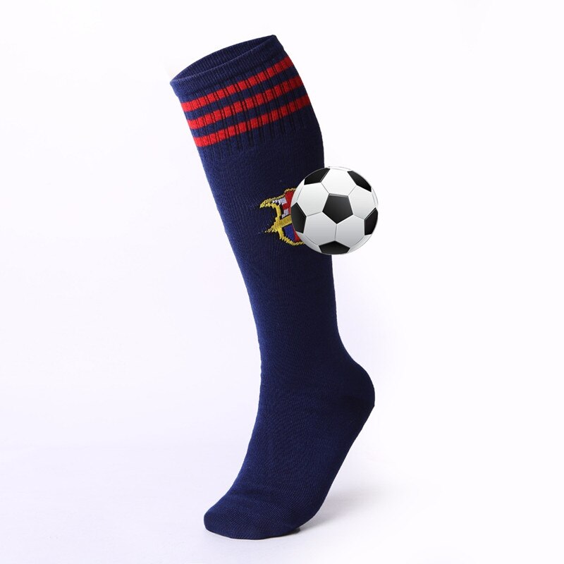 Calcetines para fútbol para niños y adultos, calcetín deportivo transpirable hasta la rodilla, Media larga entrenamiento: BS blue / for adult size