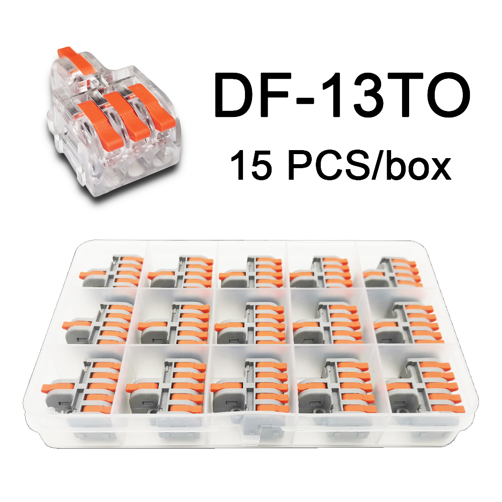 Mini Fast Boxed Wire Connector DF-12/13/14/15 Compact Conductor Spring Wiring Connector Conductor Push-in Terminal Block: 13 TO 15PCS
