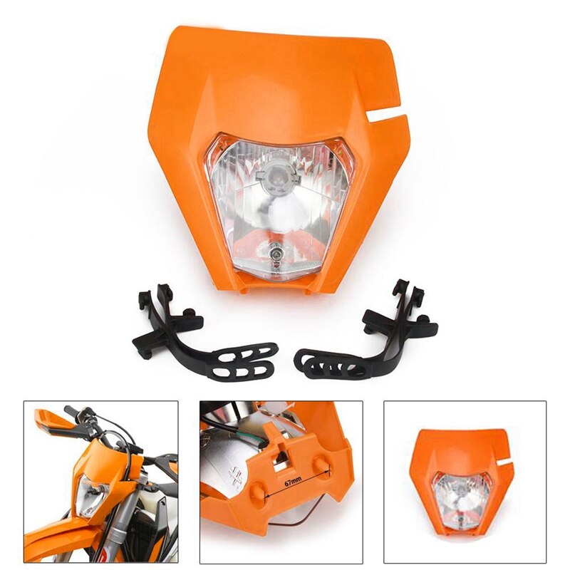 Moto phare lampe hors route phare masque pour KTM 125 150 250 300 350 450 500 EXC XCW EXC-F Orange
