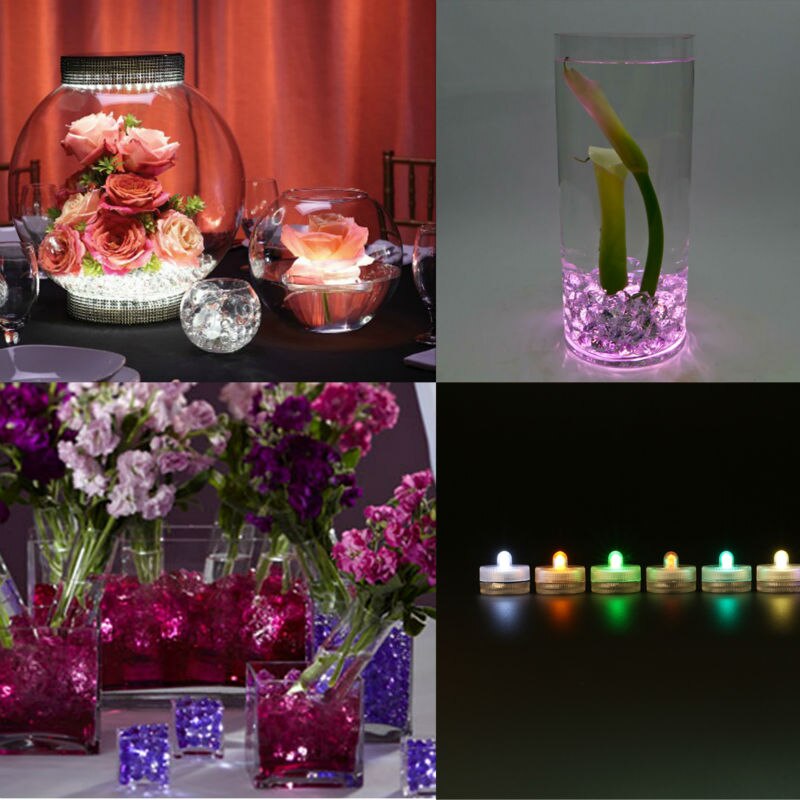 10 Pcs/Lot 11 Colors Available Floralyte Submersible Coin Battery Operated Waterproof Mini LED Vase Flower Decoration Light