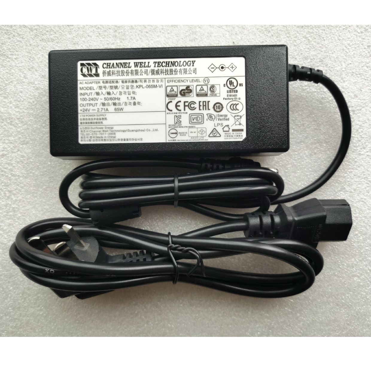Genuine CWT 24V 2.71A 65W AC DC Adapter Power Supply KPL-065M-VI KPL-065M-Vl Switching Power Laptop Adaptor Charger