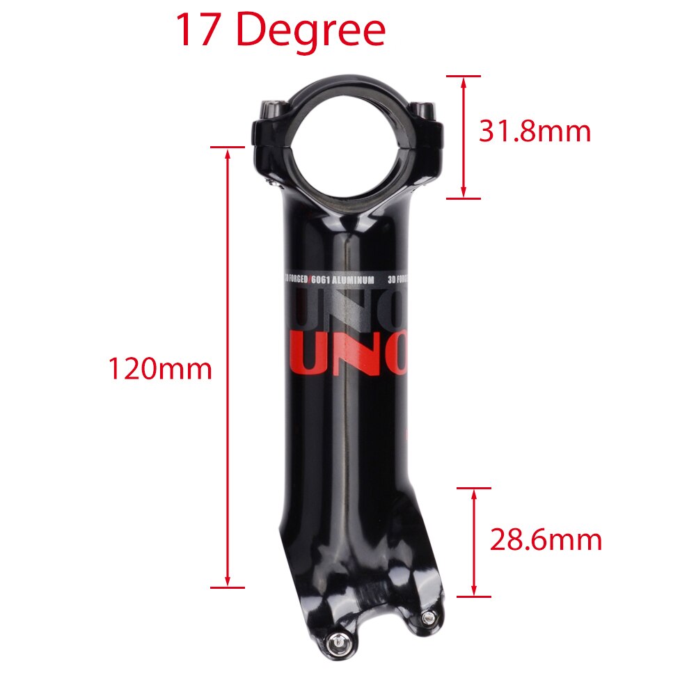 Road Bike Stem Ultralight Bicycle Stem ±7°17°UNO Long Bike Stem 31.8 120mm 130mm Aluminum Bike Accessories Handlebar Stem: 31.8x120mm  17 stem