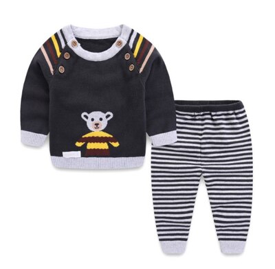 Cute cartoon pattern warm thick sweater: Blue / 6M