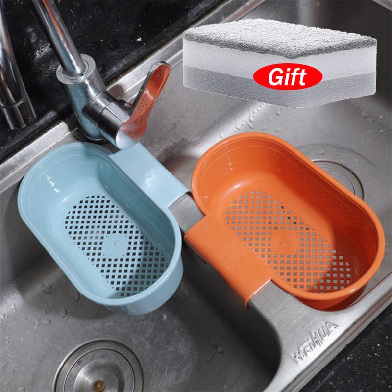 Cesta de drenaje de plástico para el hogar, soporte ajustable para fregadero de cocina, esponja de jabón, cesta colgante, bolsa de escurridor, accesorios de cocina