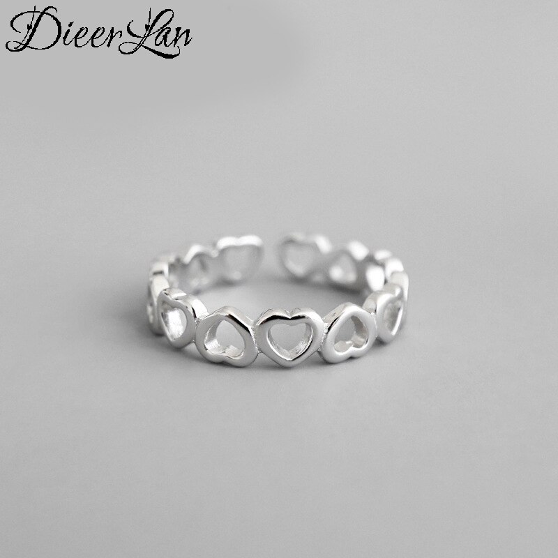 Hollow Love Heart Rings For Women Adjustable Size Finger Rings Girls Party Wedding Jewelry