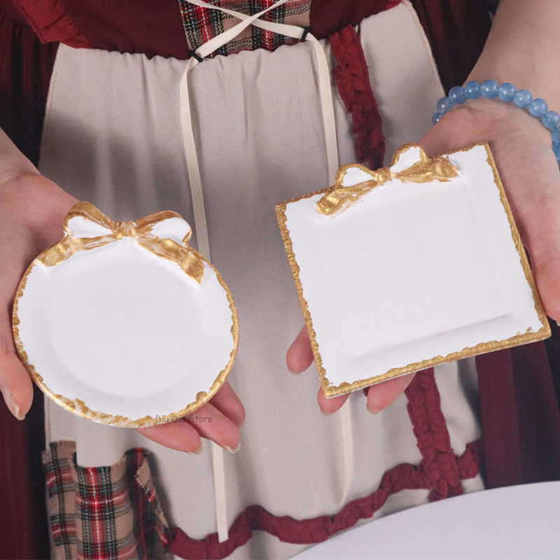 Bandeja de encaje de arco, molde de silicona, bricolaje, molde de fundición de yeso de cemento de hormigón, Cenicero, posavasos, fabricación de yeso de cristal, artesanía de decoración del hogar