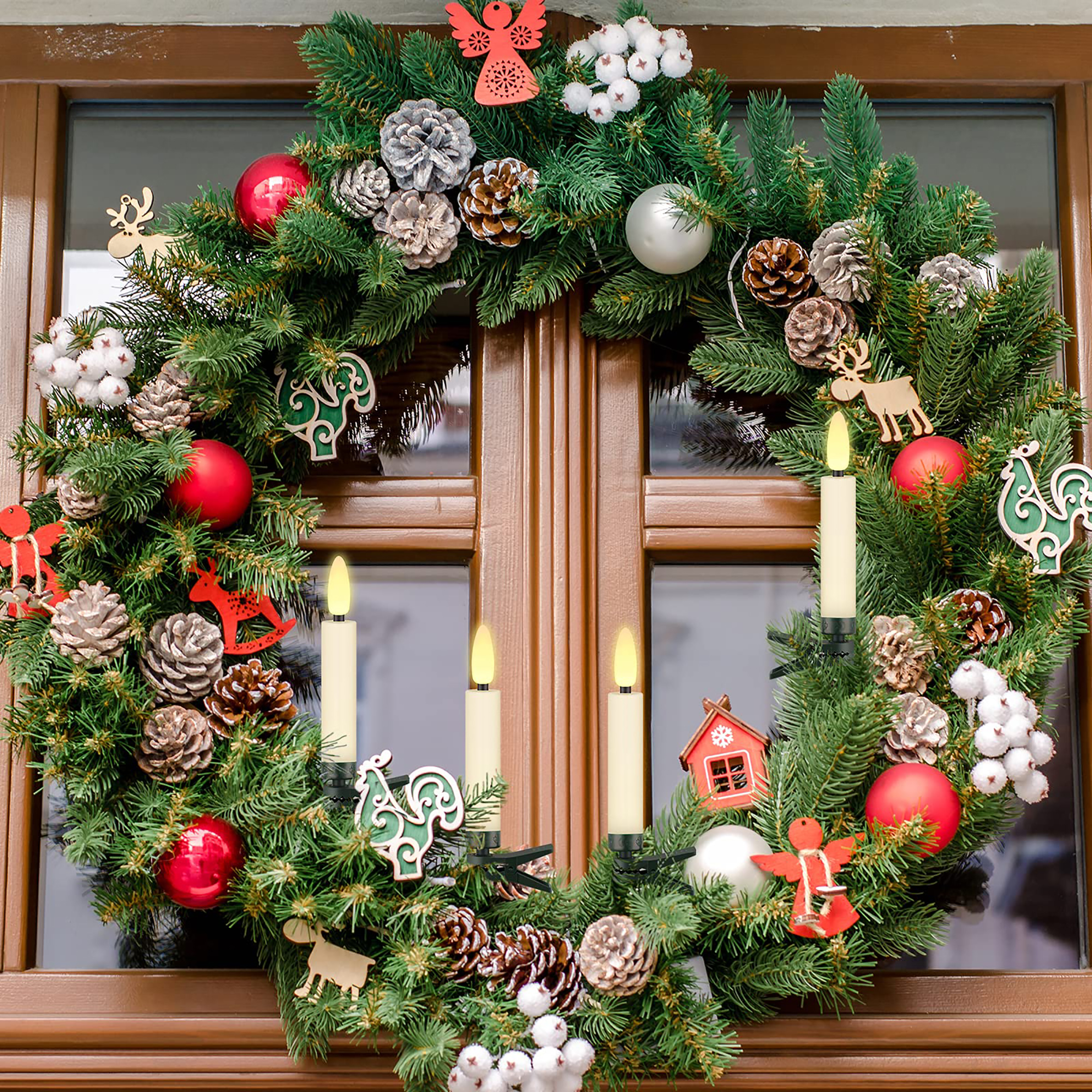Lumières LED pour sapin de Noël, cône sans flamme, scintillant avec minuterie à distance, intensité variable, Noël, mariage, ci-après, 10 pièces, 20 pièces, 30 pièces
